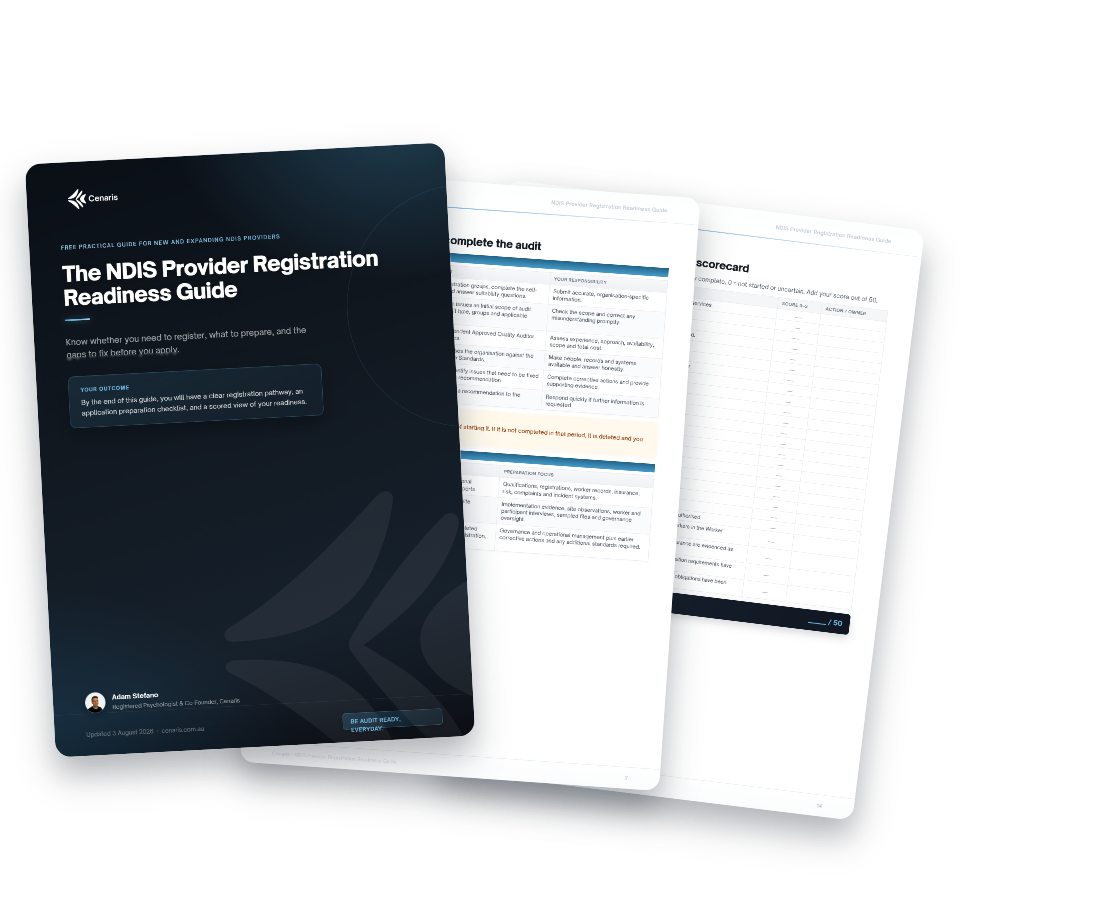 NDIS Provider Registration Guide: cover and 50-point scorecard preview
